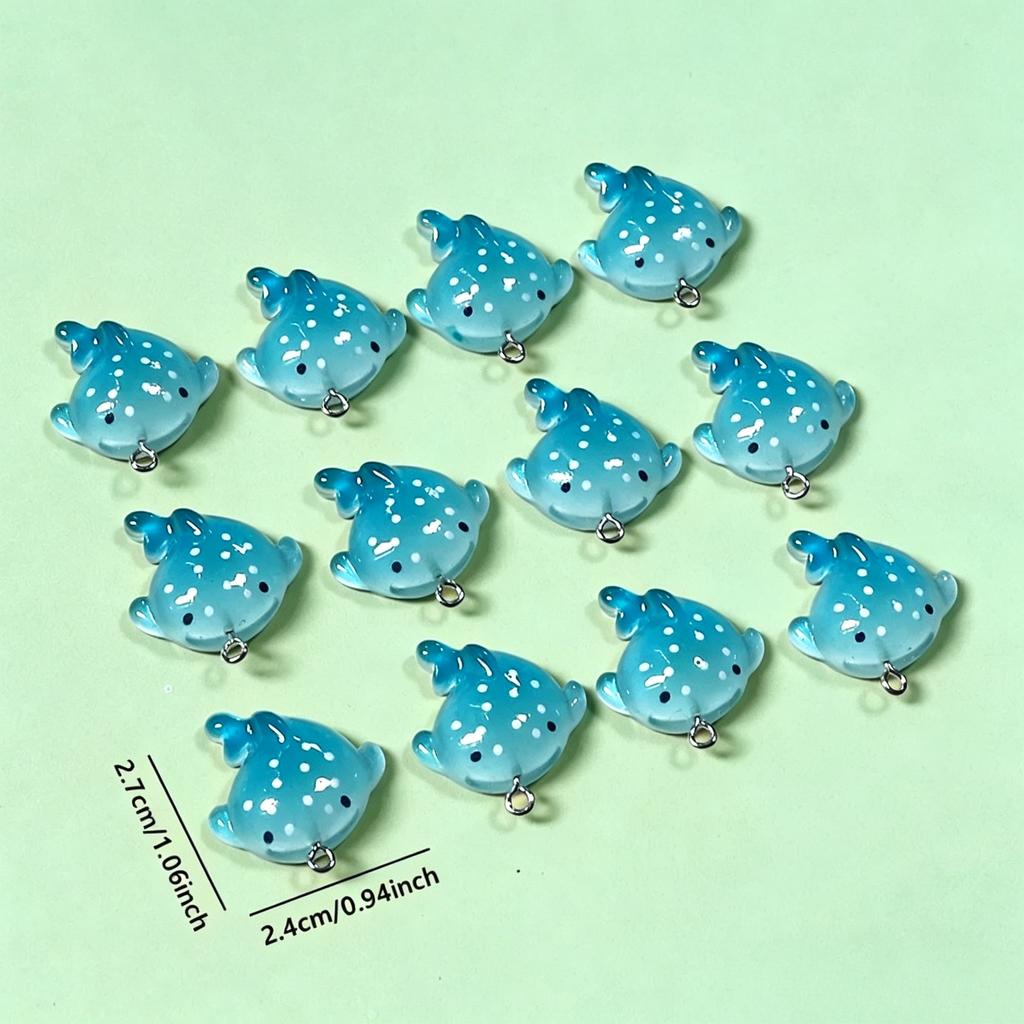10Pcs Wholesale Blue Ocean Ray Resin Charms Bulk Cute Fish Pendant For Jewelry Making