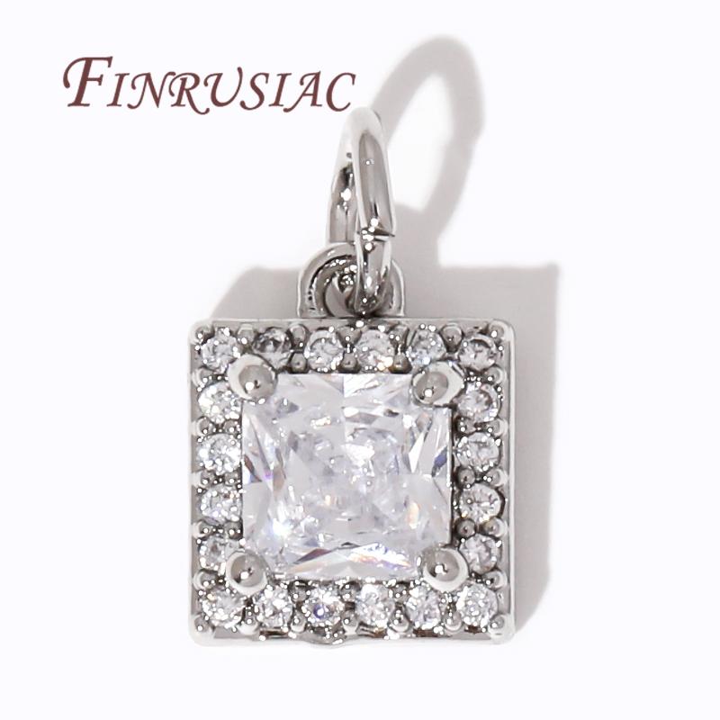 Fashion Square Small Pendants For Jewelry 18K Gold Plated Zircon Crystal Charm For Earrings,DIY Jewelry Making Supplies Findings