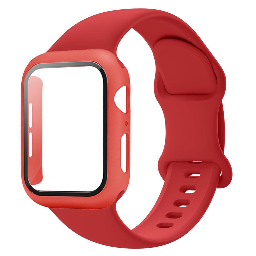 PC Case+Straps For Apple Watch band 44mm 45mm 40mm 46mm 41mm 42mm 49mm Sport Silicone Bracelet iWatch series 10 8 7 se 9 ultra 2