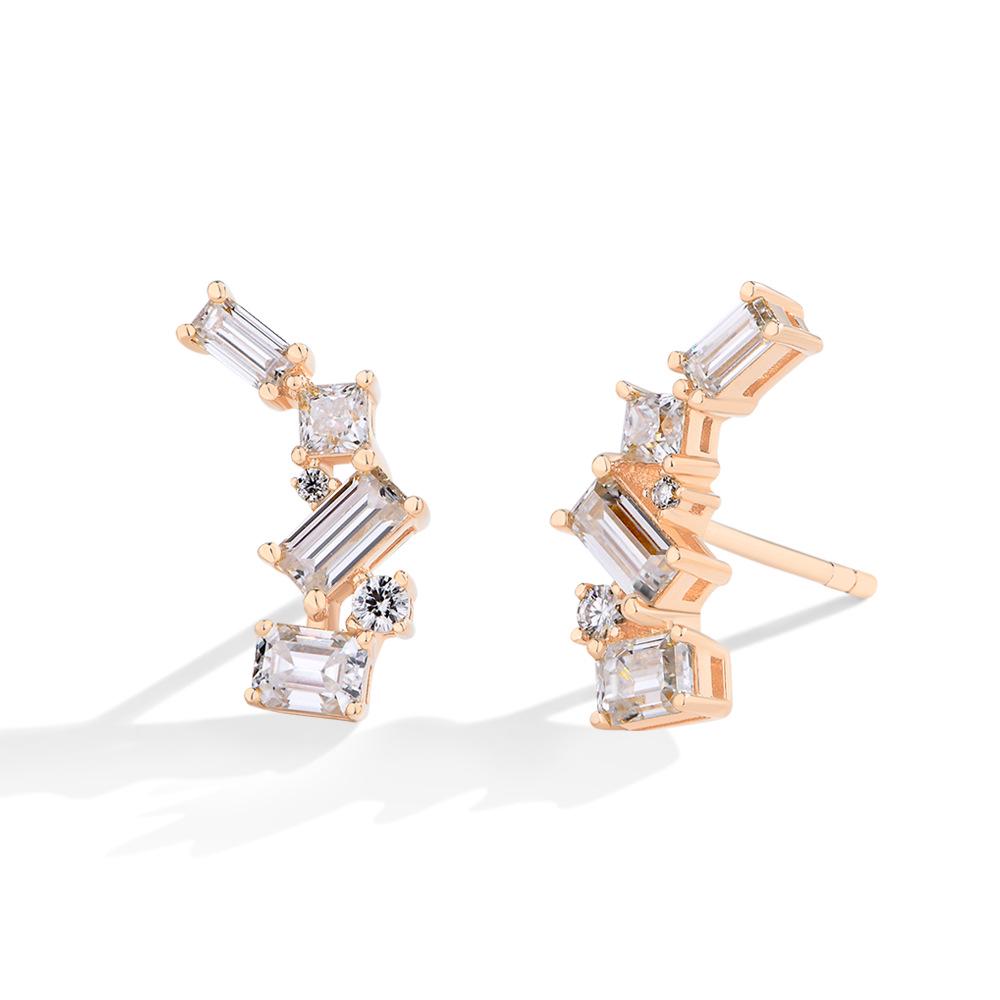 Retro Punk 925 Sterling Silver Irregular Geometric Stud Earrings - Cute, Fashionable Ear Cartilage Accessories