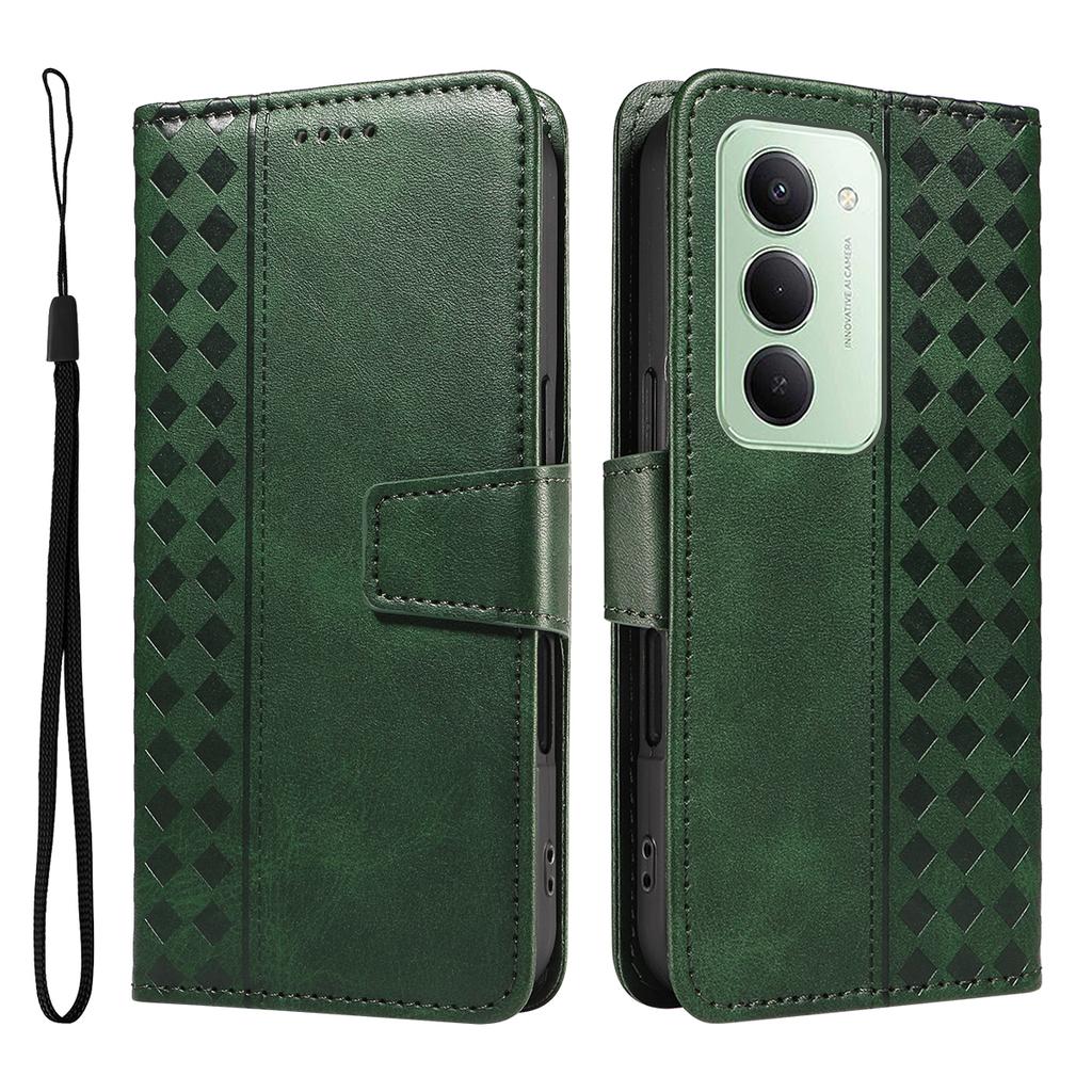For Xiaomi Redmi 15 4G (EU) (171mm) Leather Case Wallet Stand Grids Imprinted Phone Cover with Strap