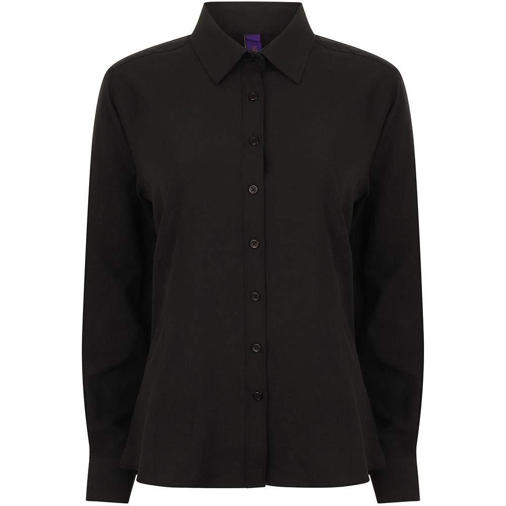 Henbury Womens/Ladies Wicking Long Sleeve Work Shirt