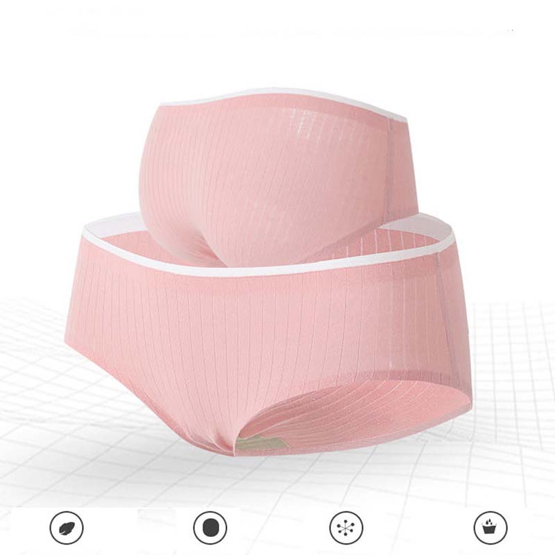 3Pcs Women's Underwear Cotton Seamless Stripes Panties Soild Color Skin- friendly Lingerie Woman Panty Low Waist M-XL Plus Size
