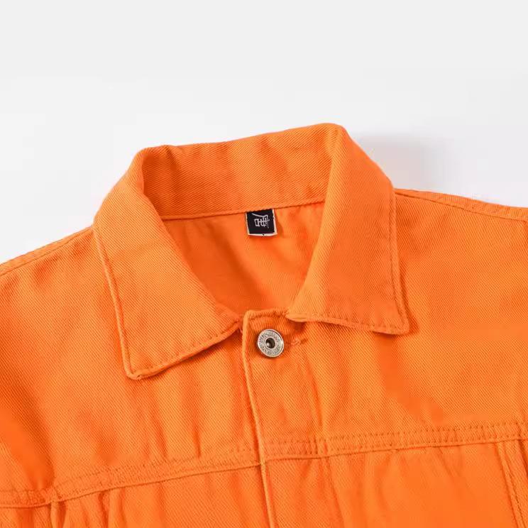 Giacca in denim tinta unita casual e ampia da uomo, di grandi dimensioni, per primavera e autunno