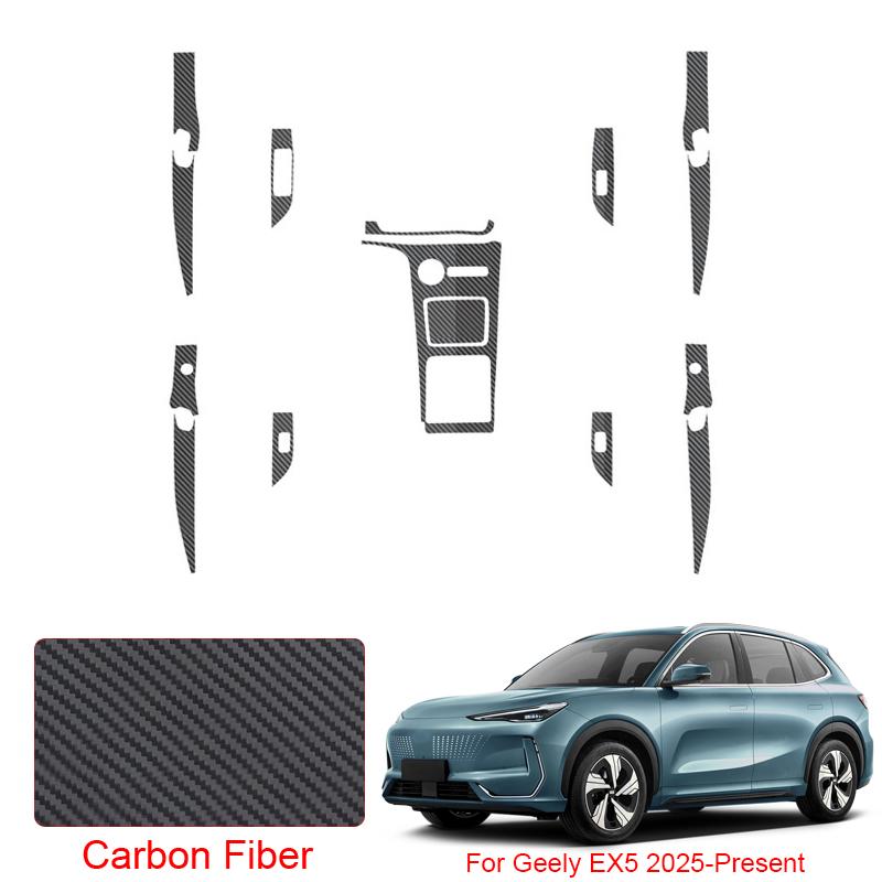 For Geely EX5 2025-Present LHD Car Carbon Interior Sticker Window Lifting Panel Decal Gear Door Protective Film Auto Accessory