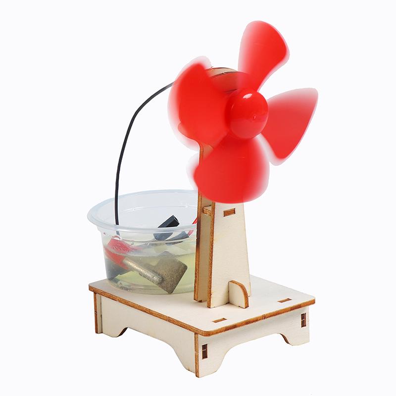 DIY Saltwater Battery Fan Science Kit: Conductive Power Generation Teaching Aid 11x7x15 cm