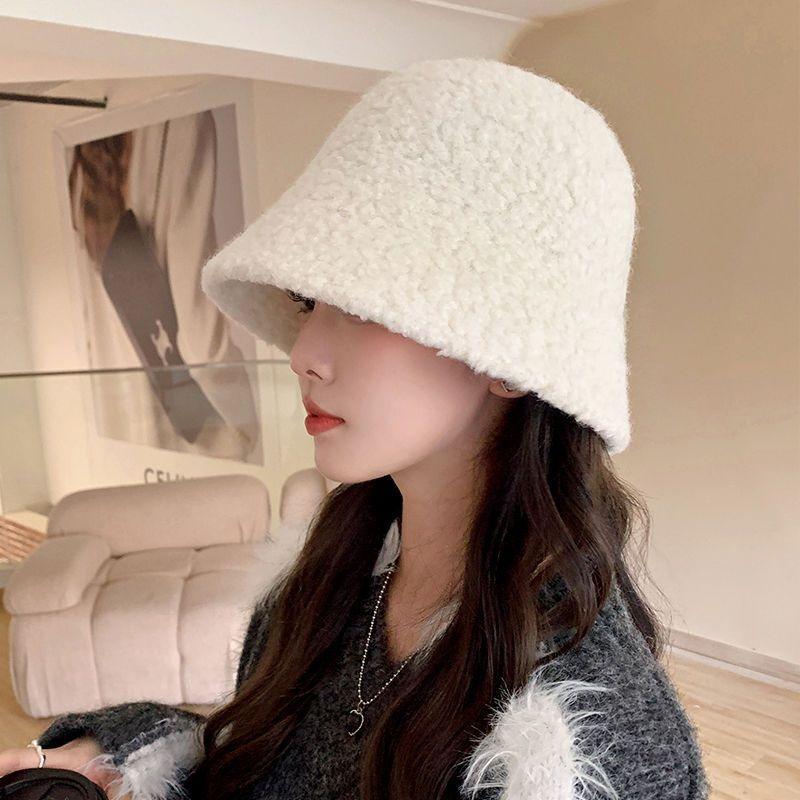 Women S Large Size Bucket Hat For Big Head Warm Plush Face Slimming Autumn Winter