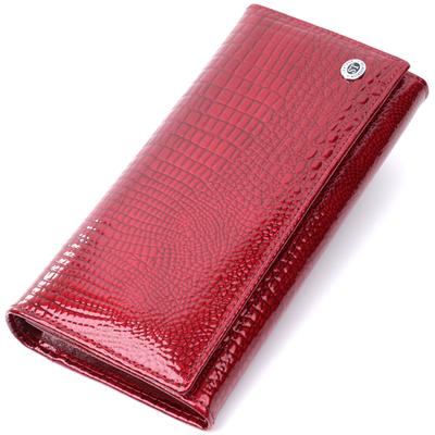 Portefeuille pour femme en cuir verni véritable ST Leather 22680 Rouge