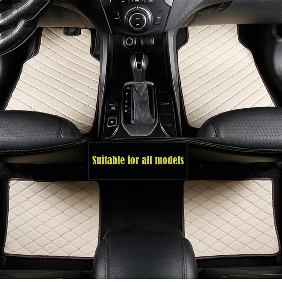 4pcs Coffee Color PU Leather Auto Car Floor Mats Front Rear Liner Weather Set