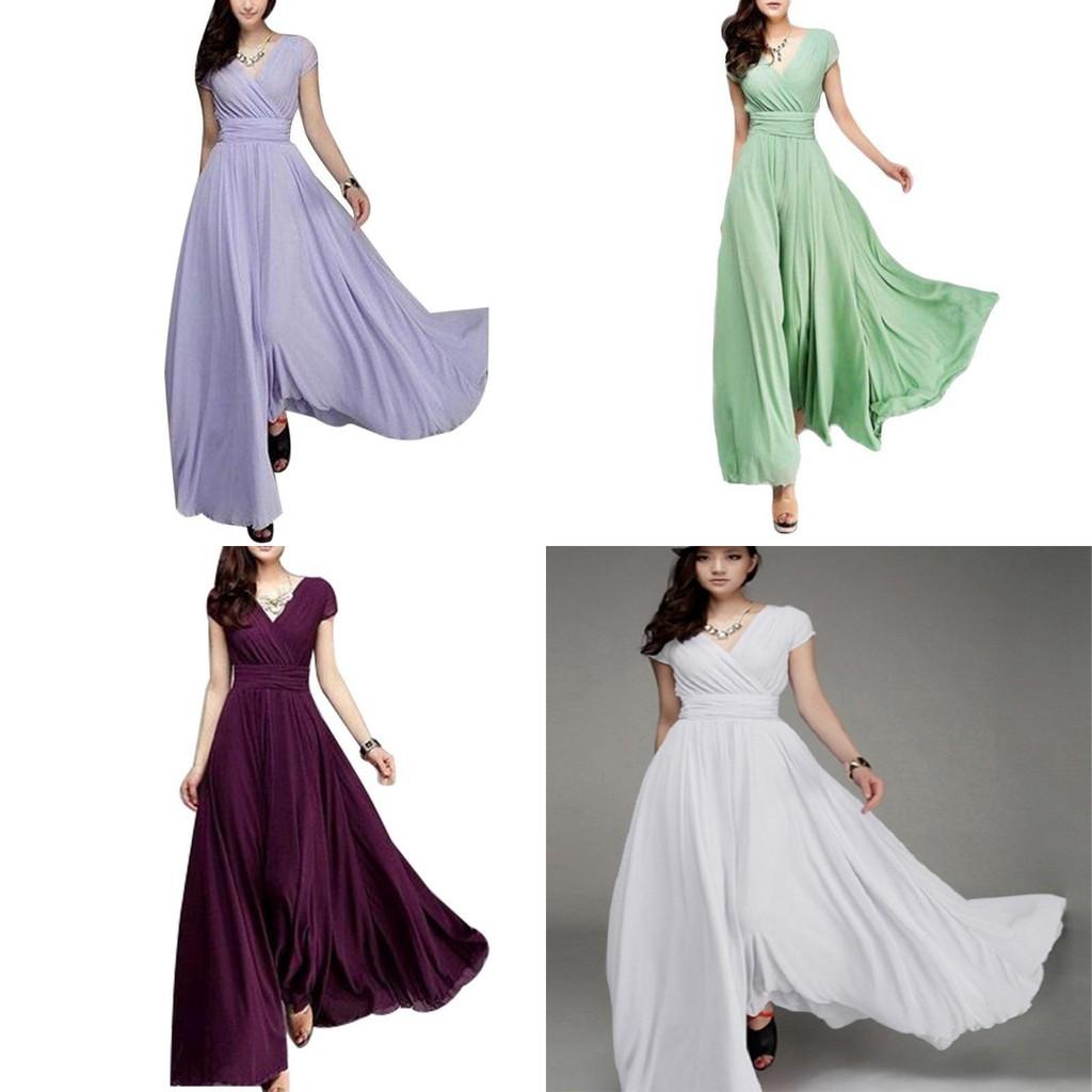 Elegant Women Long Formal Evening Prom Party Bridesmaid Chiffon Ball Gown Cocktail Dress For Special Occasions