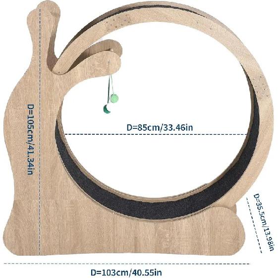 Garvee 3 en 1 Roue d'Exercice pour Chat en Bois Massif Grande Taille Fournitures pour Animaux Anti-Pincement Pied Rouleau de Fitness Structure d'Escalade pour Chat Jouet pour Chien