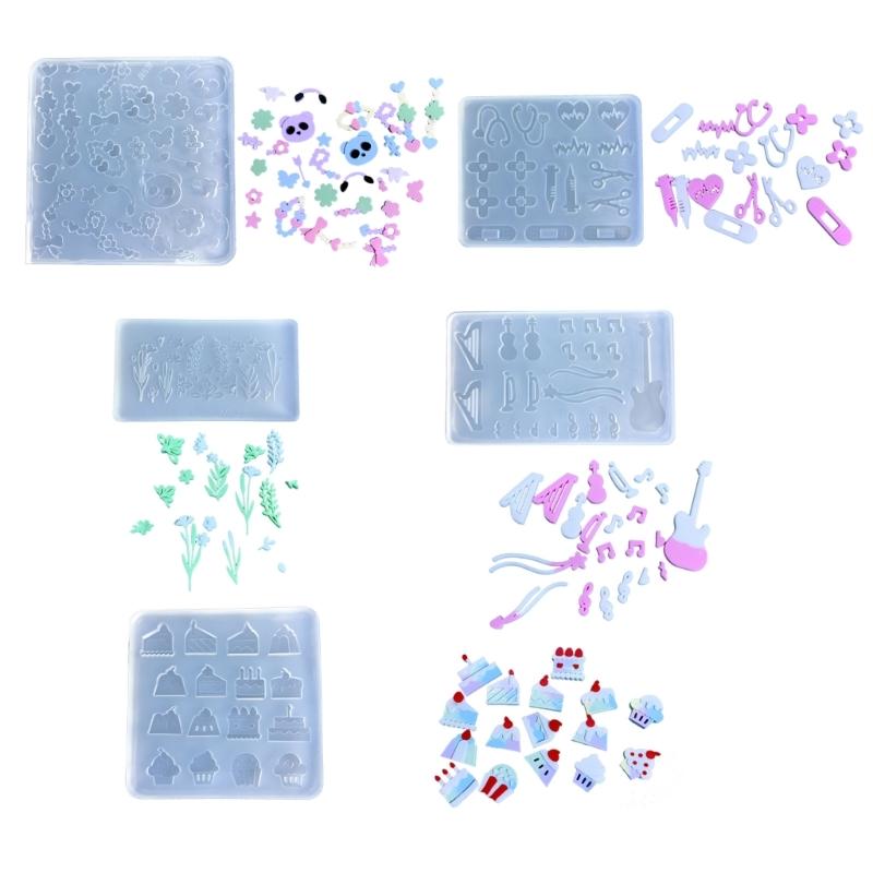 Silicone Mold Baking Tools Panda/Green Grass Flower/Drugs/Guitar/Cake Shape Fondant Casting Mould for Baking Lovers