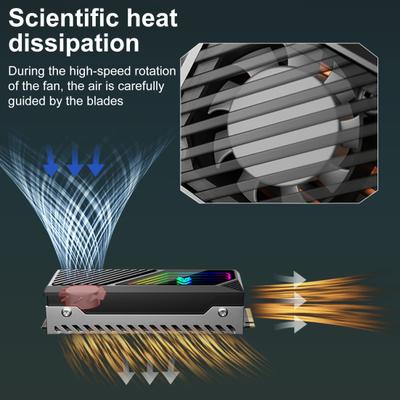 SSD Heat Sink Cooler with Fan Easy To Use Universal Compatibility 5V 3 Pin ARGB SSD Cooler M.2 Hard Disk Radiator