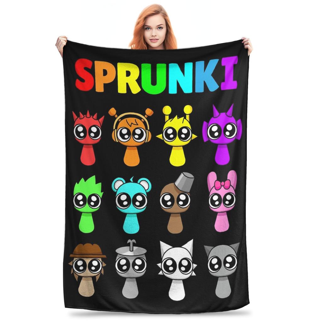 Incredibox Sprunki Game Blanket Fleece Spring/Autumn  Portable Warm Throw Blanket for Home Outdoor Plush Thin Quilt