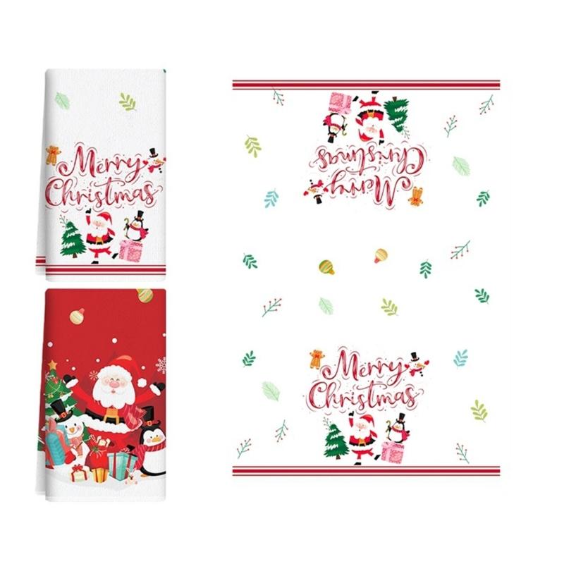 Quick Drying Christmas Kitchen Towels Decorative Holiday Dishcloths Drying Towel For Cleaning And Drying