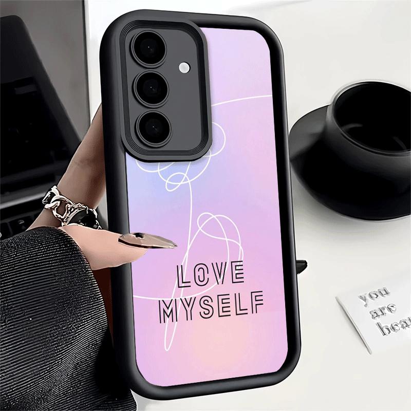 Phone Case for Samsung Galaxy A17 A16 A15 A14 A13 Love Yourself Flower Heart Line Kpop A56 A36 A26 A55 A35 A25 A54 A34 A24 A53 A