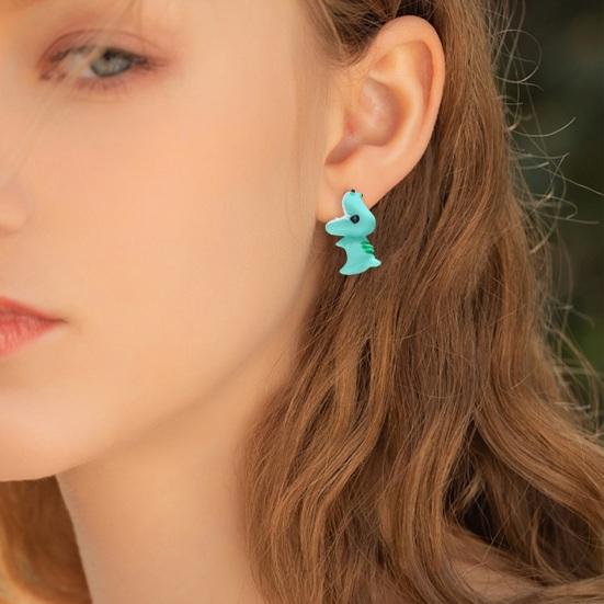 1 Pair Cartoon Animal Bite Earrings Multi Shapes Shark Hippo Dinosaur Whale Resin 3D Biting Ears Stud Earrings Christmas Jewelry Gifts