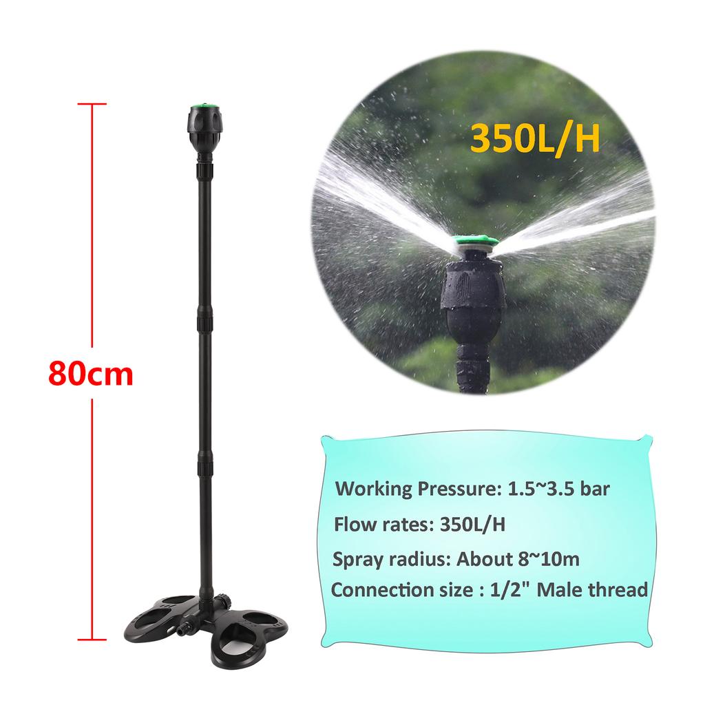 Rotierende Sprinklerdüse mit Basis Erweiterte Unterstützung Rotierende Düse Pflanzen Blumen Bewässerung Haus Gartengerät Bewässerungsset Werkzeug