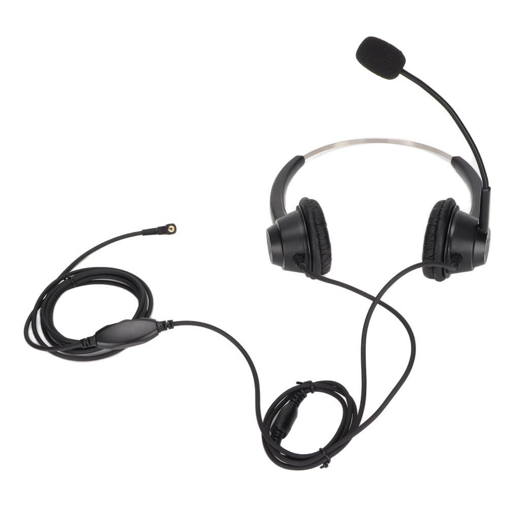 Telephone Headset 2.5mm Plug Noise Reduction Binaural Wired Call Center Headphone with Mic for Home