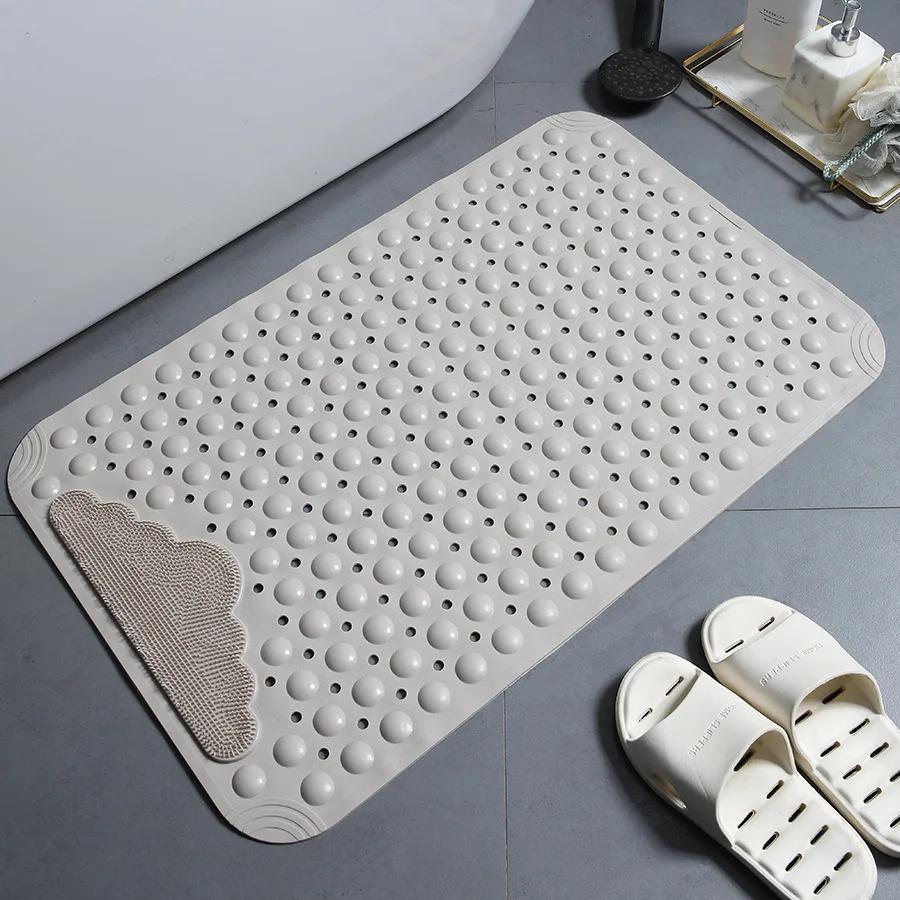 Anti-skid TPE Bath Mats Rectangle Soft Shower Bathroom Massage Mat Suction Cup Non-slip Bathtub Carpet Wash Foot  Bath Mat