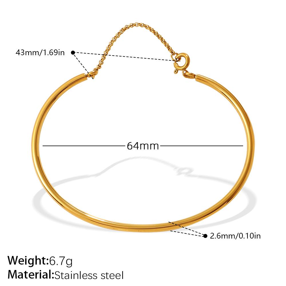 Fashion Minimalist Smooth C-shape Adjustable Bracelet & Clavicle Chain, Stainless Steel Daily Jewelry Set 1