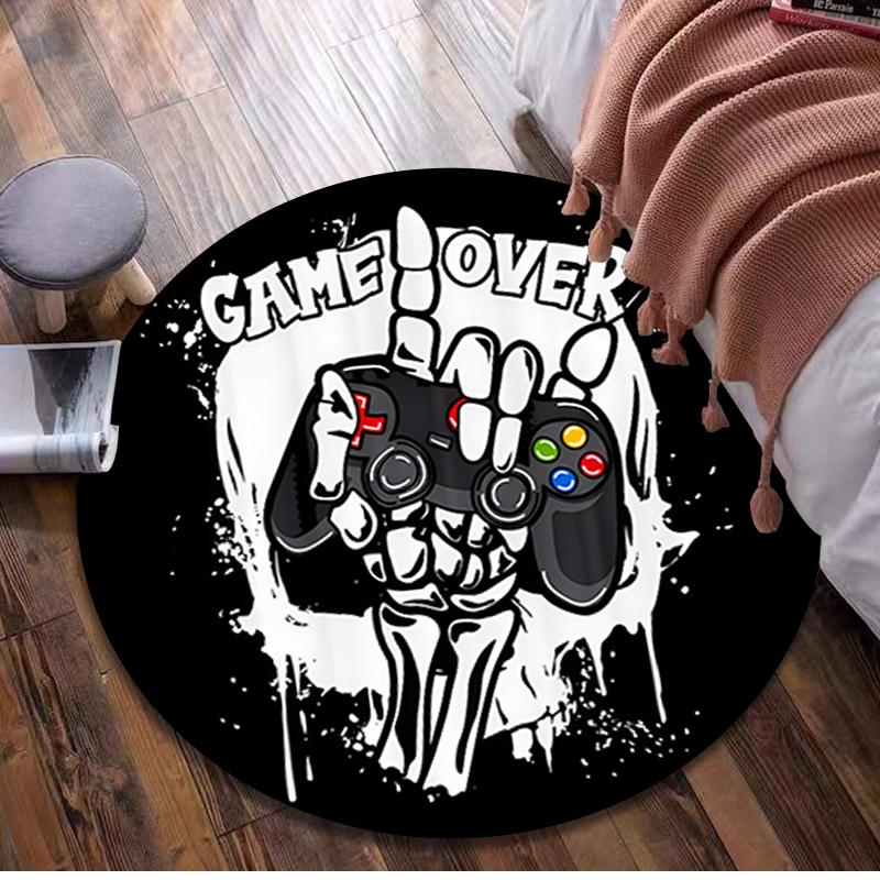 1Pc Gaming Controller Circular Print Rug - Home Decoration Carpet For Living Room Bedroom Flooring Computer Chair Area Rug