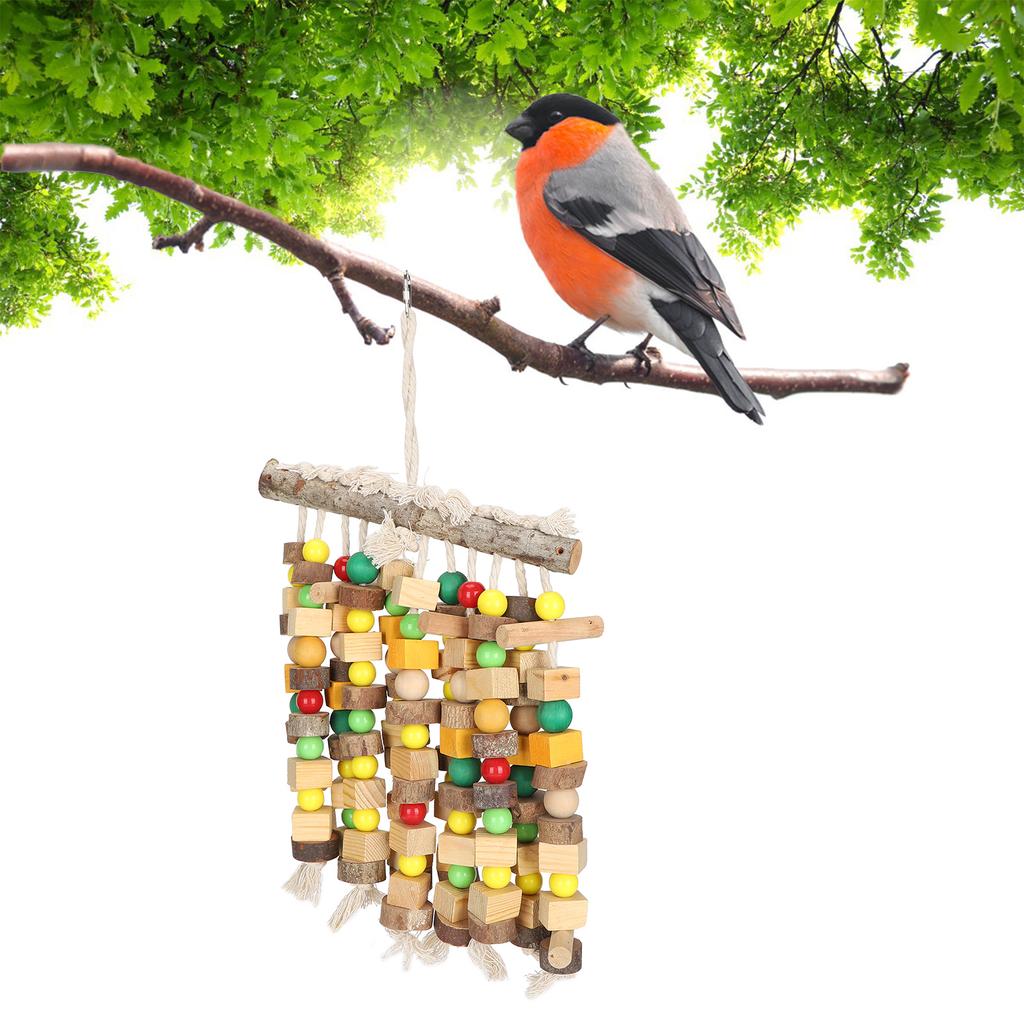 Hanging Chewing Toy Multicolored Natural Wooden Bird Tearing Blocks for Large  