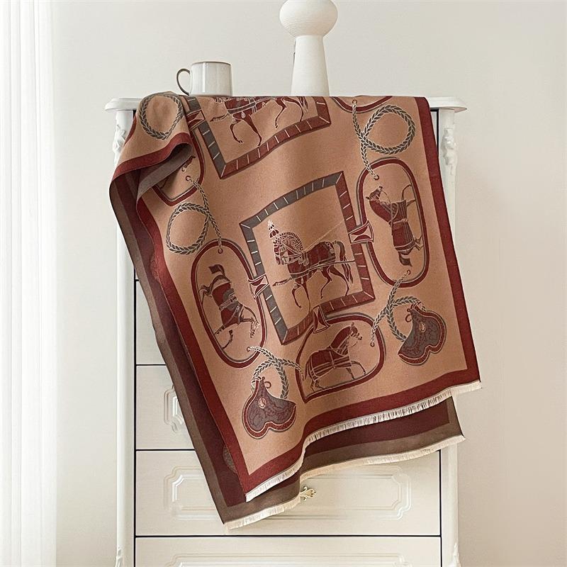 Autumn and winter new carriage scarf femininity versatile scarf double-sided imitation cashmere high-end warm shawl long scarf
