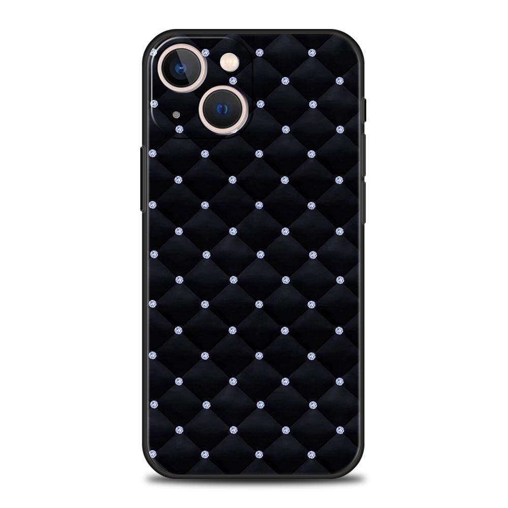 Quilted Texture Sofa Pattern Crown Phone Case For iPhone 17 16 15 Pro Max 11 12 13 14 7 8 Plus SE 2020 X XR XS Cover Soft Black