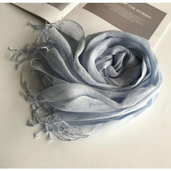 55*180cm Fashion Soft Solid Women 100% Linen Flax Tassel Scarf Summer Travel Sunscreen Long Shawl Elegant Hijab Women Foulard