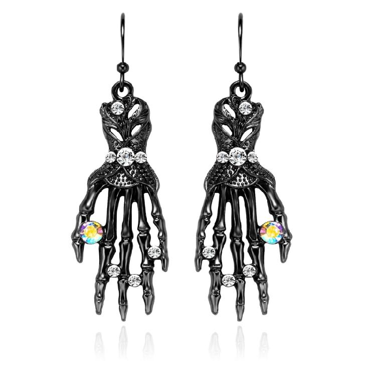 Skull Hand Bat Dangle Earrings Women Long Goth Punk Pumpkin Cat Head Earhook