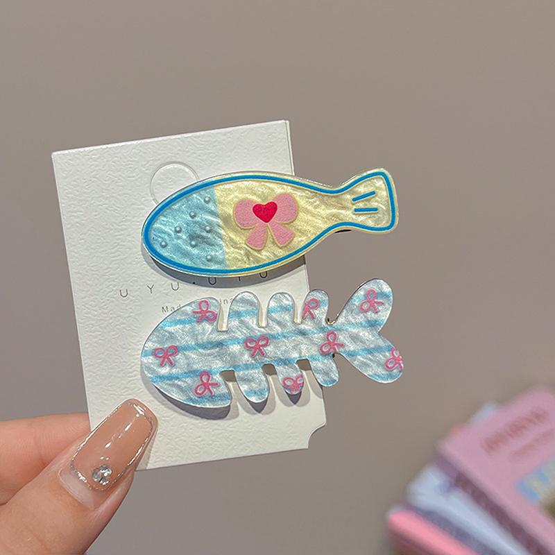 

2 шт. Милая заколка для волос в виде рыбьей косточки для девочек, заколка для челки, боковая заколка для волос, женская забавная заколка, головной убор, аксессуары для волос, подарки