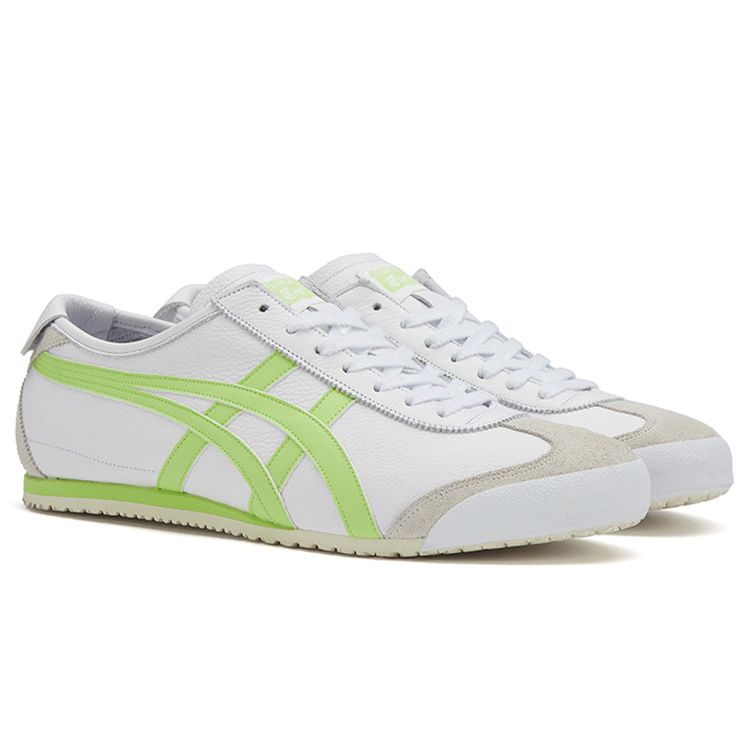 ONITSUKA TIGER Mexico 66 Leder Runde Zehenpartie Schnürschuhe Rutschfest Low-Top Freizeitschuhe Unisex Sneaker Fluoreszierend-Grün 1183B771-102