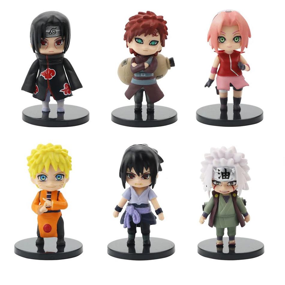 12pcs Naruto Shippuden Anime Action Figures Set Hinata Sasuke Itachi Kakashi Gaara Q Version PVC Toys for Kids Christmas Gifts