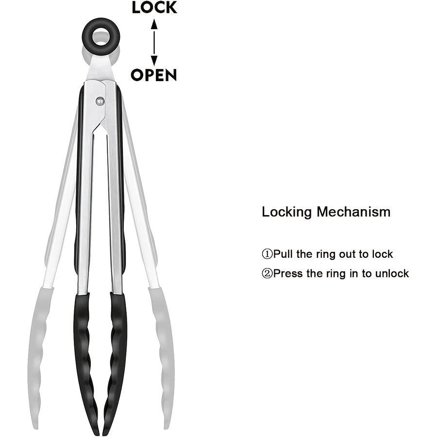 4ks Multifunkční nerezové a silikonové servírovací kleště na grilování, ovoce, chléb, steak a dezert - Protiskluzové a odolné kuchyňské náčiní