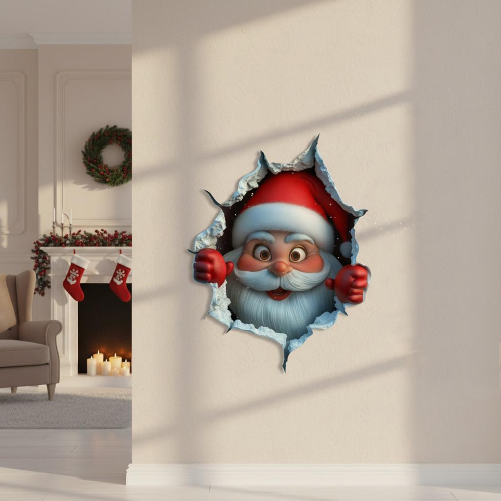 Christmas Wall Stickers Removable Santa Claus Wall Decal Holiday Decor for Home and Living Spaces
