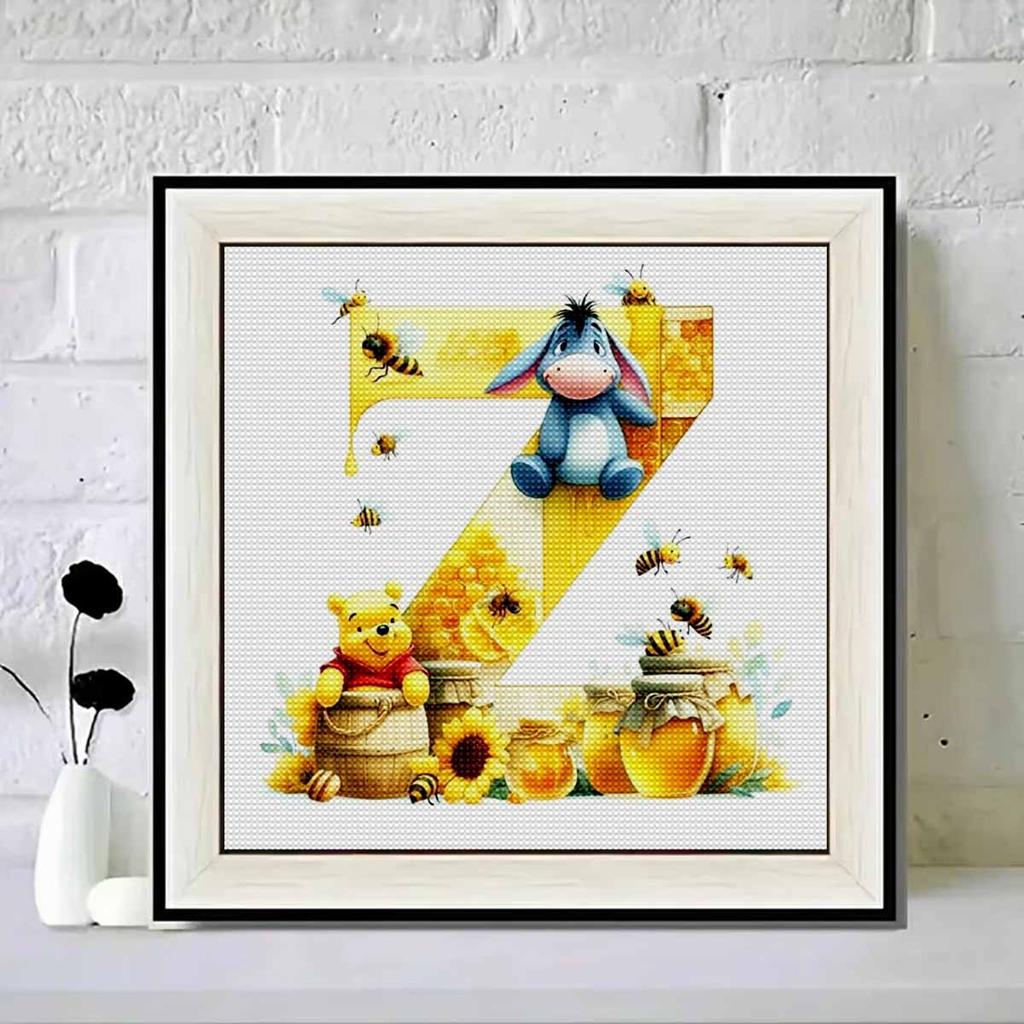 DIY Diamond Painting Round Diamond The Letters "Z" In Vini and Eeyore Full Diamond Mosaic Home Decoration Painting Cross Stitch Kit