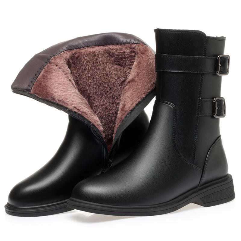 Fashion AIYUQI Women Ankle Boots Genuine Leather Large Size 41 42 43 Women Snow Boots Antiskid Thickened Wool Warm Winter Boots Women