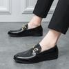 Britain Retro Men Pointed Crocodile Pattern Flats Oxford Leather Shoes Casual Loafers Formal Dress Footwear Zapatos Hombre