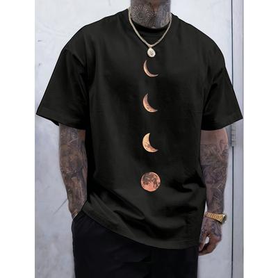 Europäische Größen Atmungsaktives Herren Freizeit-T-Shirt mit Print - Rundhalsausschnitt, Maschinenwaschbar, Bequemes Polyester - Perfekt für Sommerausflüge & Sport