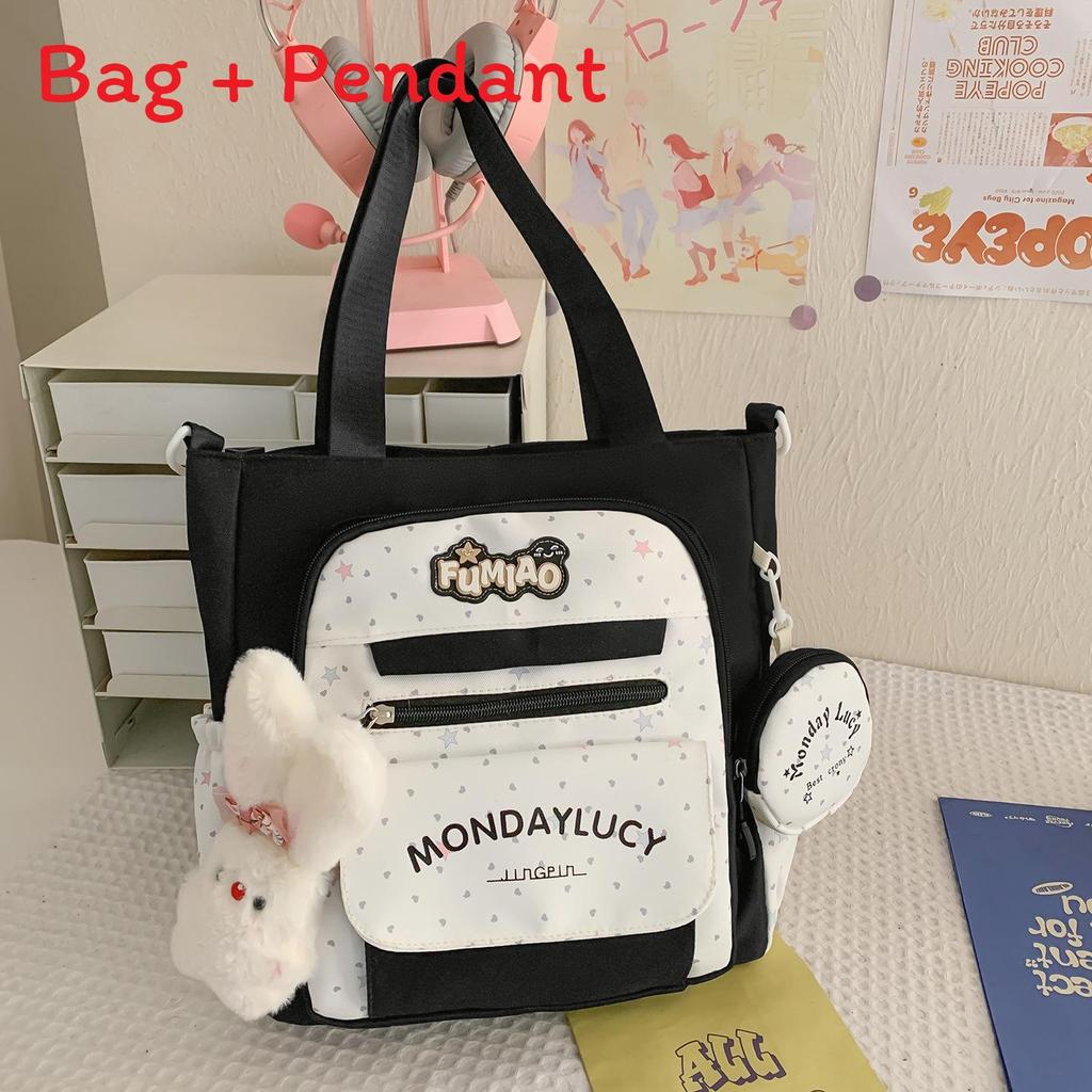 Sweet Student Backpack With Padded Straps And Letter Print For School Black B