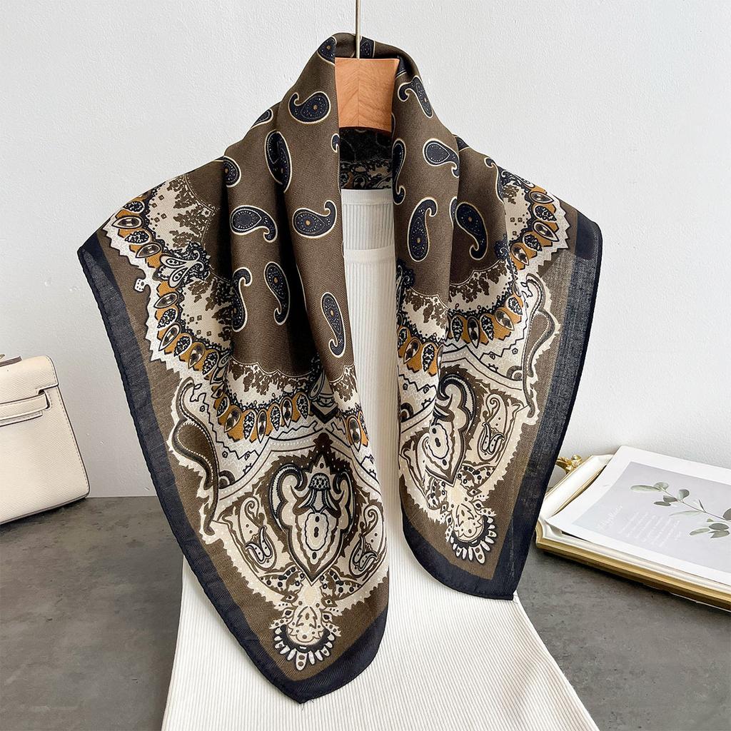 Spring and Autumn New Korean Small Square Scarf Women's 71 Cotton and Linen Versatile Small Scarf Neck Shirt Decorative Silk Scarf