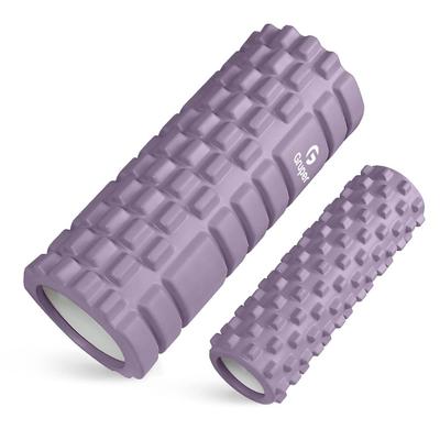 Gruper Foam Roller, Myofascial Release, Set of 2 (Large and Small), Stretching Roller, Grid Foam Roller (Deep Purple)