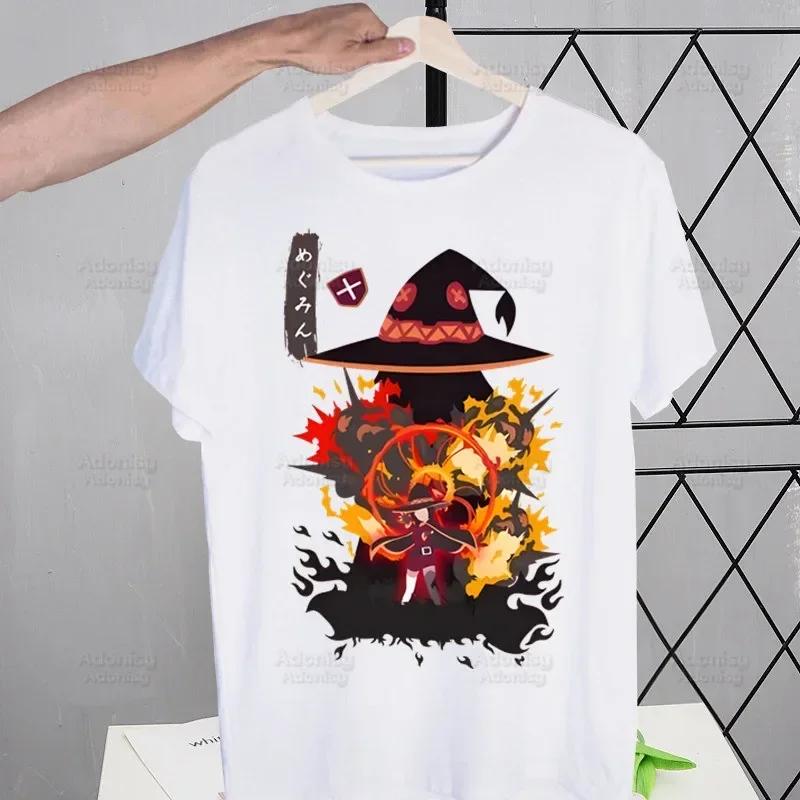 KonoSuba Megumin Kono Subarashii Kazuma Tshirts Men Shirt Harajaku Mens Clothing Summer Streetwear Casual Tee Short Sleeve Tops