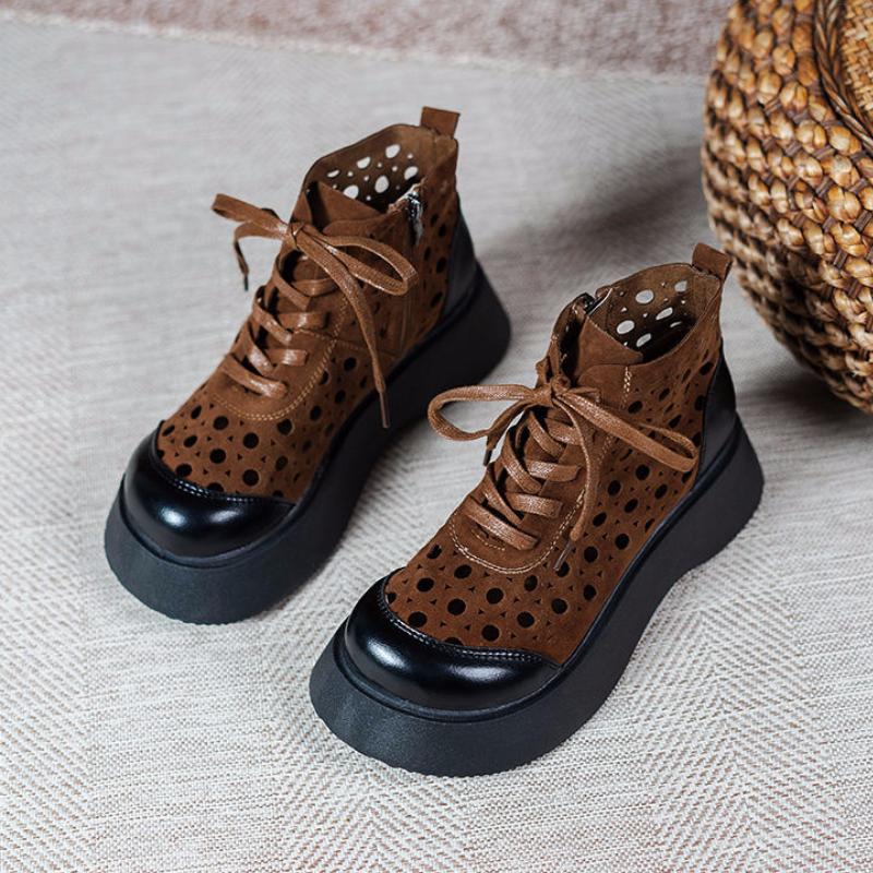 Botas de mujer Zapatos grises de cuero de verano para mujeres Botines de  tacón bajo Botines de cuero genuino Botas huecas hechas a mano 2021 comprar  a buen precio — entrega gratuita,