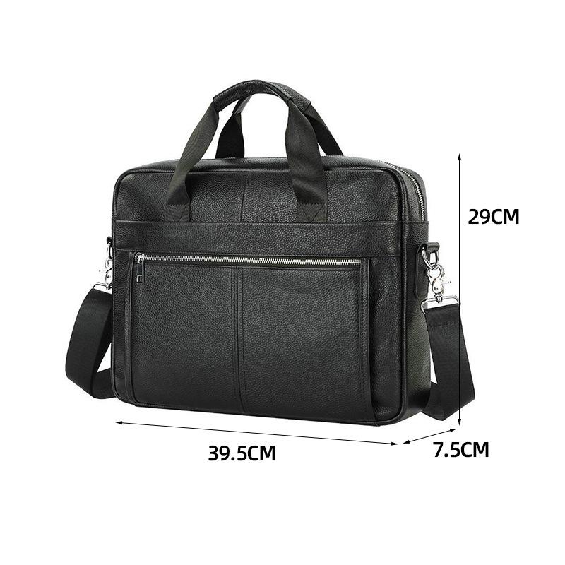 Men's Genuine Leather 15" Laptop Briefcase & Crossbody Shoulder Bag