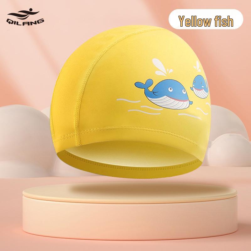 Kids' Cartoon Swim Cap with Waterproof Ear Protection & High Elasticity - Comfortable PU Cap for Boys & Girls, Customizable Logo Available.