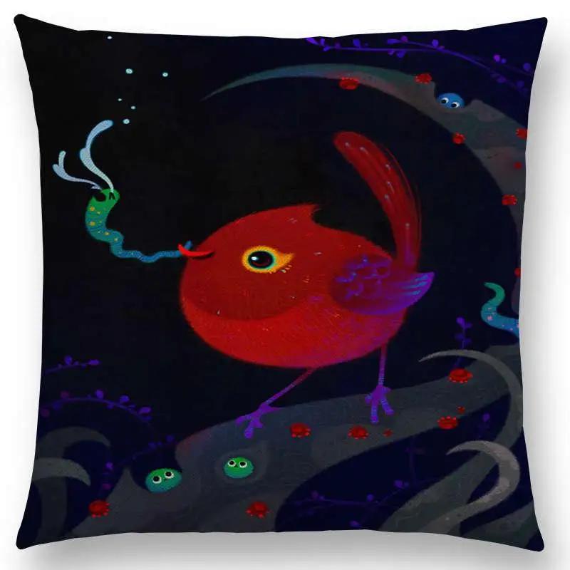 Superniedliche Cartoon-Tiere Kugelfisch Kissenbezug Lieblicher Vogel Süßes Nest Interessanter Fisch Katze Frosch Fuchs Wurfkissenbezug Hogar