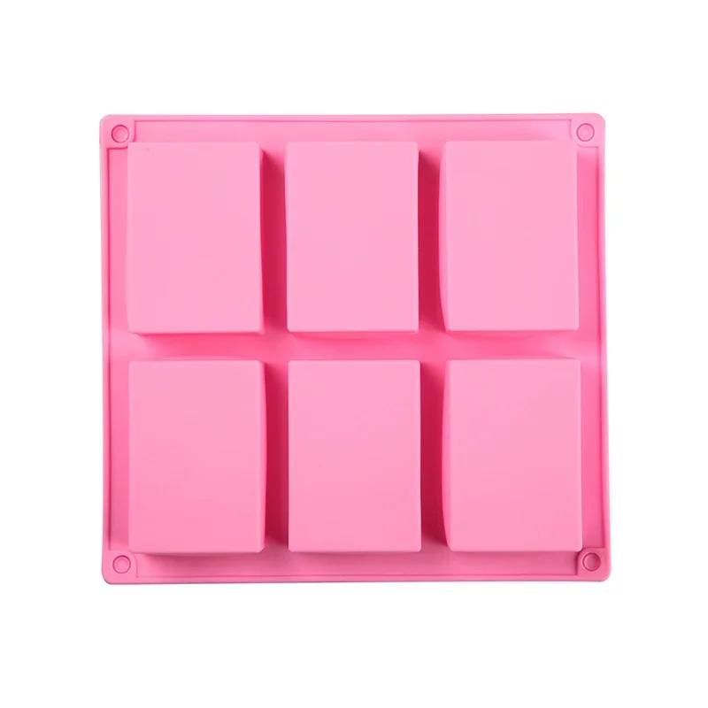 2024 New 6-chamber Rectangular Square Cake Silica Gel Baking Mold Manual Soap Mold DIY Ice Plate Jelly Cake Candy Chocolate Mold