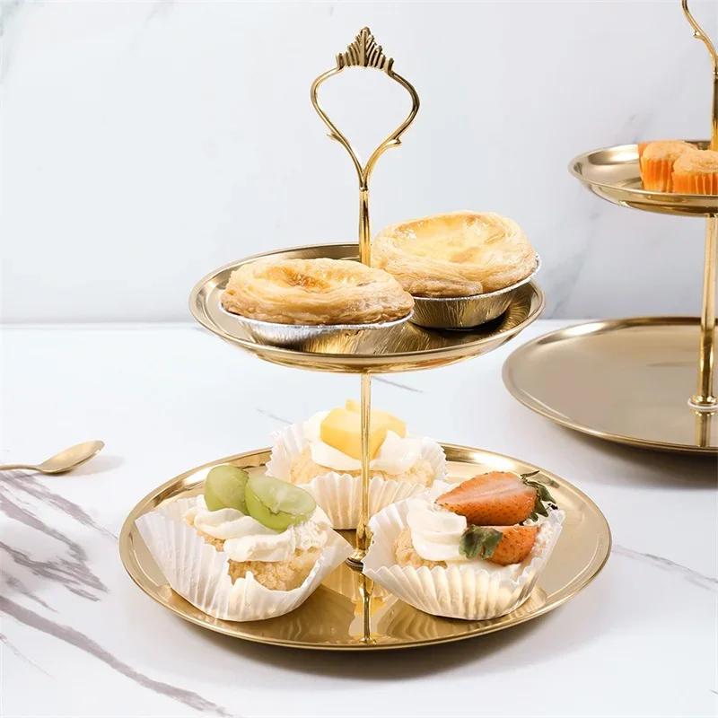 Mehrschichtiger Kuchenständer aus Edelstahl Cupcake-Halter Dessert-Frucht-Snack-Tablett Hochzeits-Geburtstags-Babyparty-Partydeko